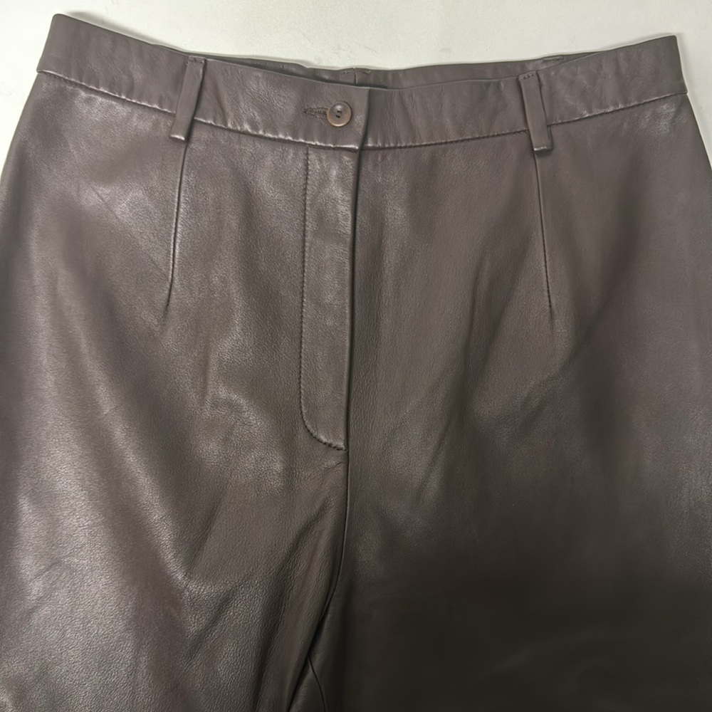 Doncaster Brown Leather Pants Size 8 - Picture 5 of 11
